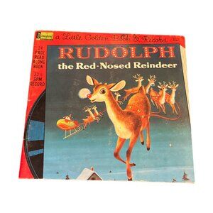 VTG BOOK & RPM Rudolph the Red Nosed Reindeer Little Golden Book & Record 1958